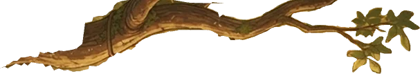 Decorative tree branch across the top of the scene